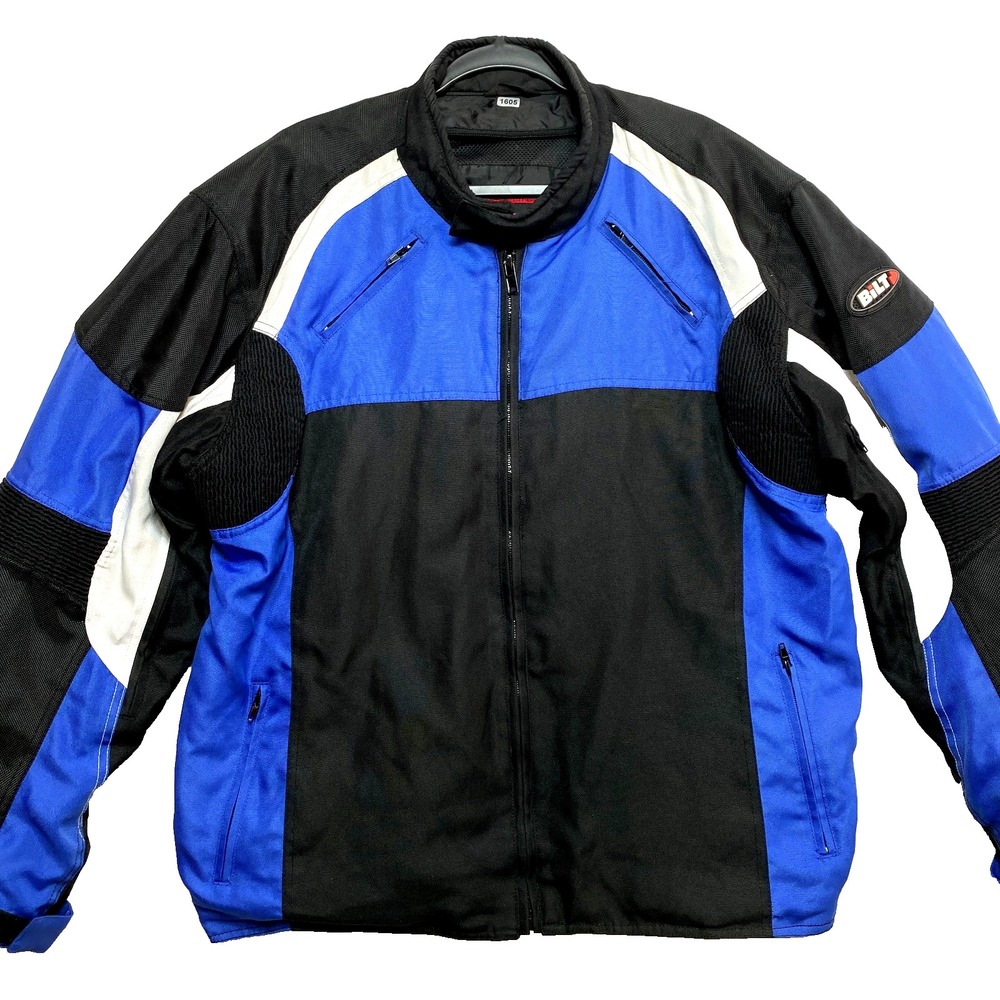 BILT Motorcycle Jacket Mens 2XL Blue Rider BLW 2 Elbow Back Shoulder Padded